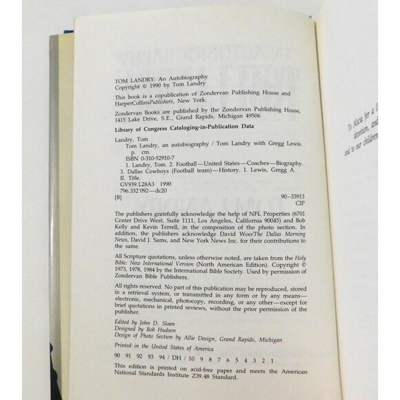 Tom Landry An Autobiography 1990 Dallas Cowboys Coach Hardcover Jacket - Picture 5 of 6